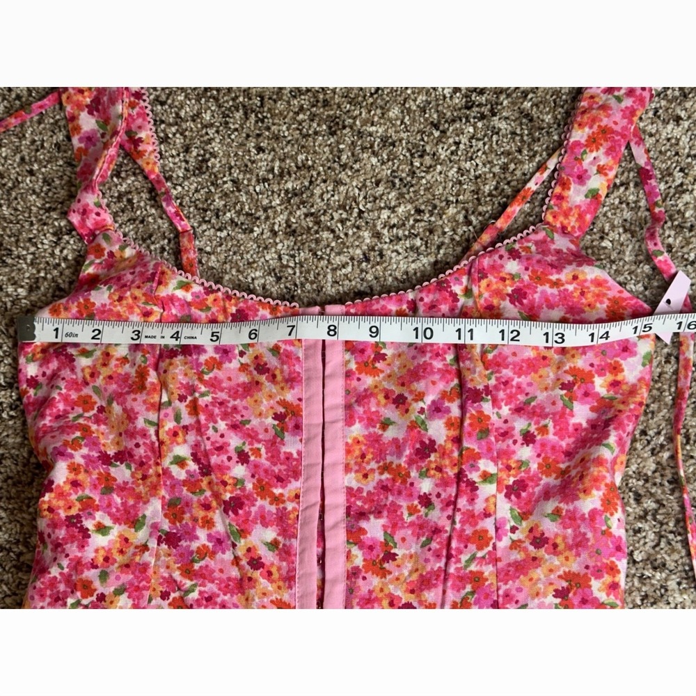 Wild Fable Pink Floral Corset Romper Small Sleeveless Ditsy Print Hook Eye Front - Picture 4 of 7